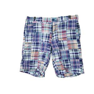 J Crew Madras Shorts Patchwork Plaid 100% Cotton Field Shorts Size 28